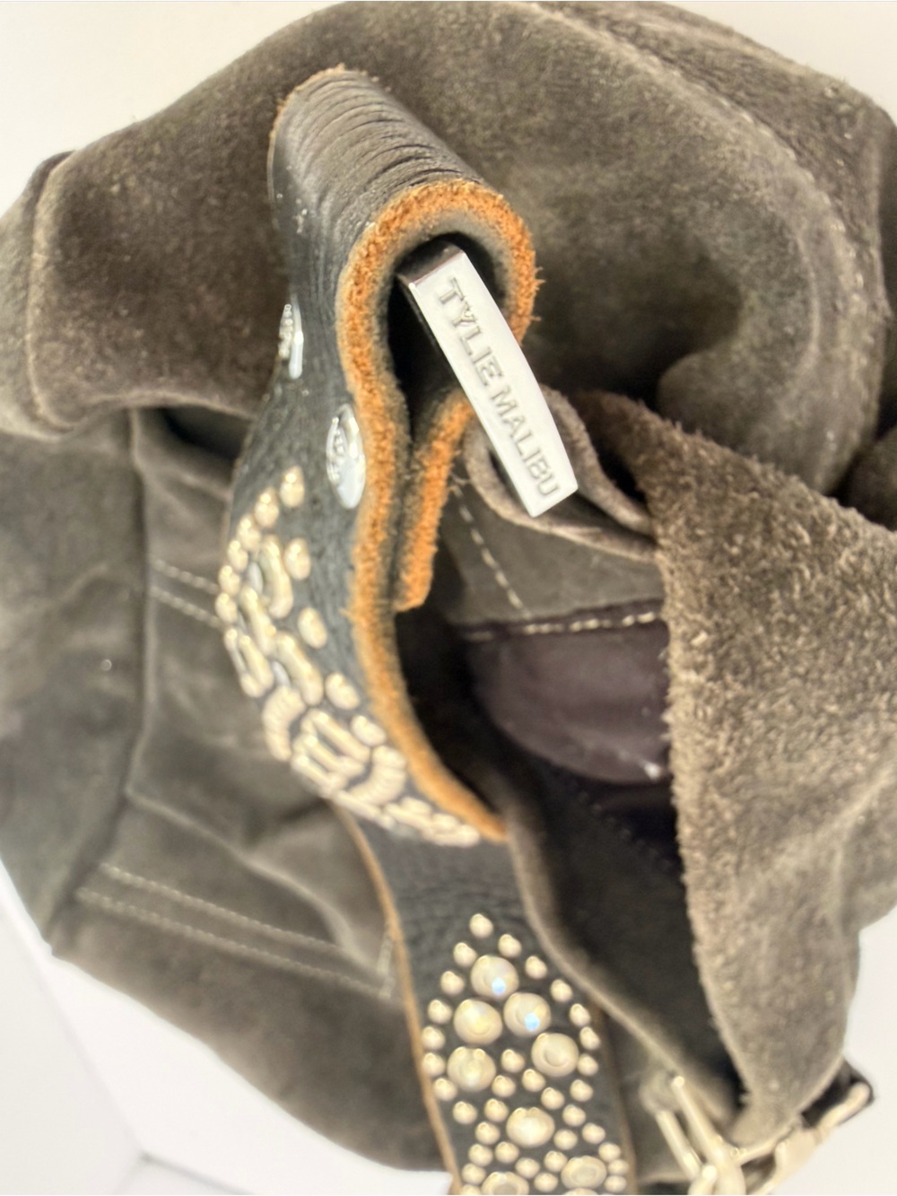 Tylie Malibu Grey Suede Hobo with Studded Strap - Picture 10 of 15